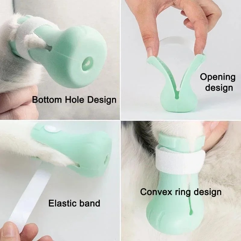 Adjustable Silicone Cat Shoes for Grooming and Bathing Anti Scratch Cat Paw Protector Boots for Nail Trimming