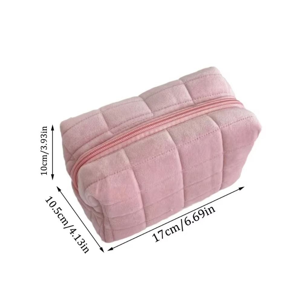 Portable Makeup Organizer Cute Soft Plush Cosmetic Bag Travel Pouch with Zipper Ideal Toiletry Storage for Women