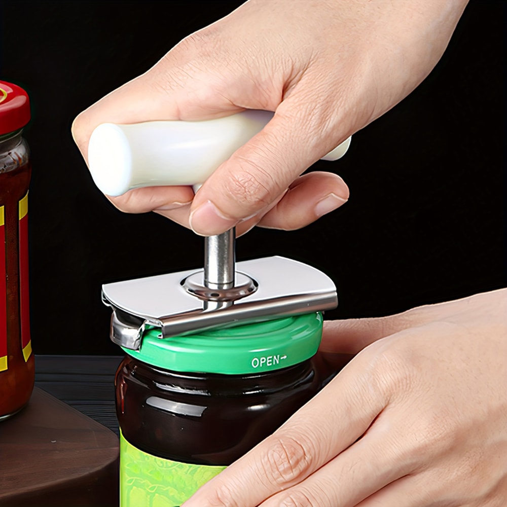 Adjustable Stainless Steel Manual Jar Opener Labor Saving Kitchen Tool for Easy Cap Removal