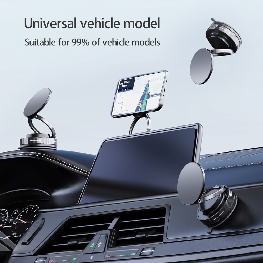Magnetic Phone Holder for Car Adjustable Suction Cup Stand Rotation Easy Mounting for All Phones