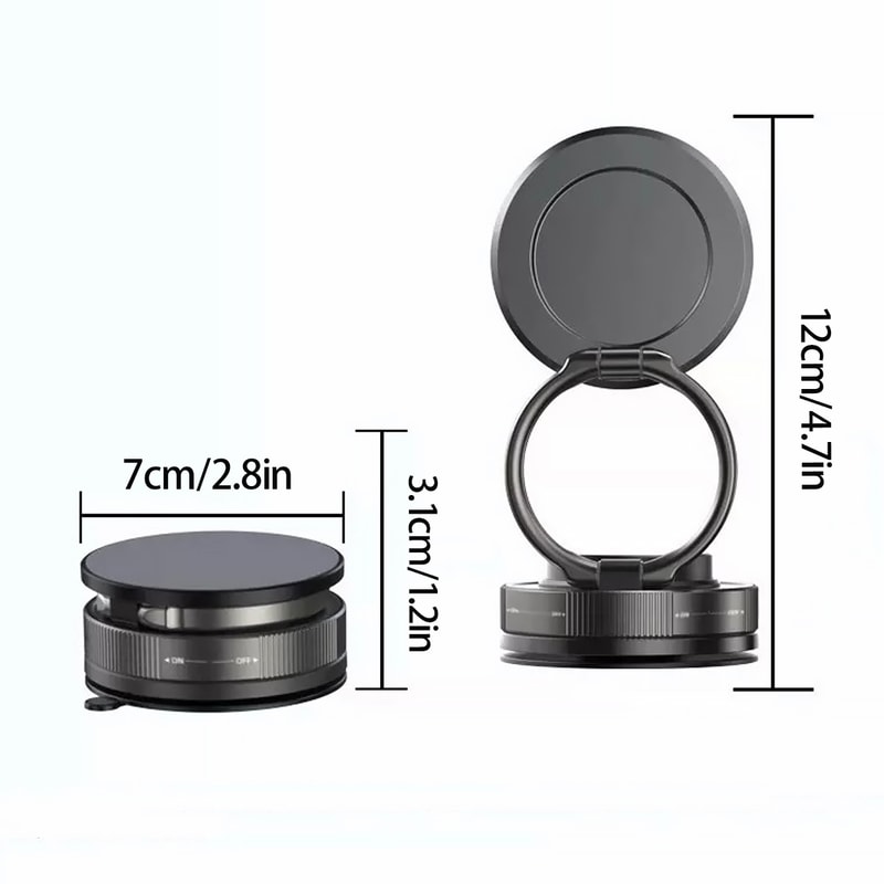 Magnetic Phone Holder for Car Adjustable Suction Cup Stand Rotation Easy Mounting for All Phones