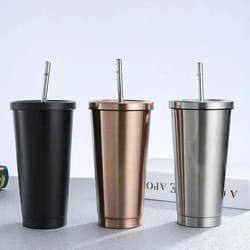 premium large insulated stainless steel cup with straw portable travel coffee tumbler