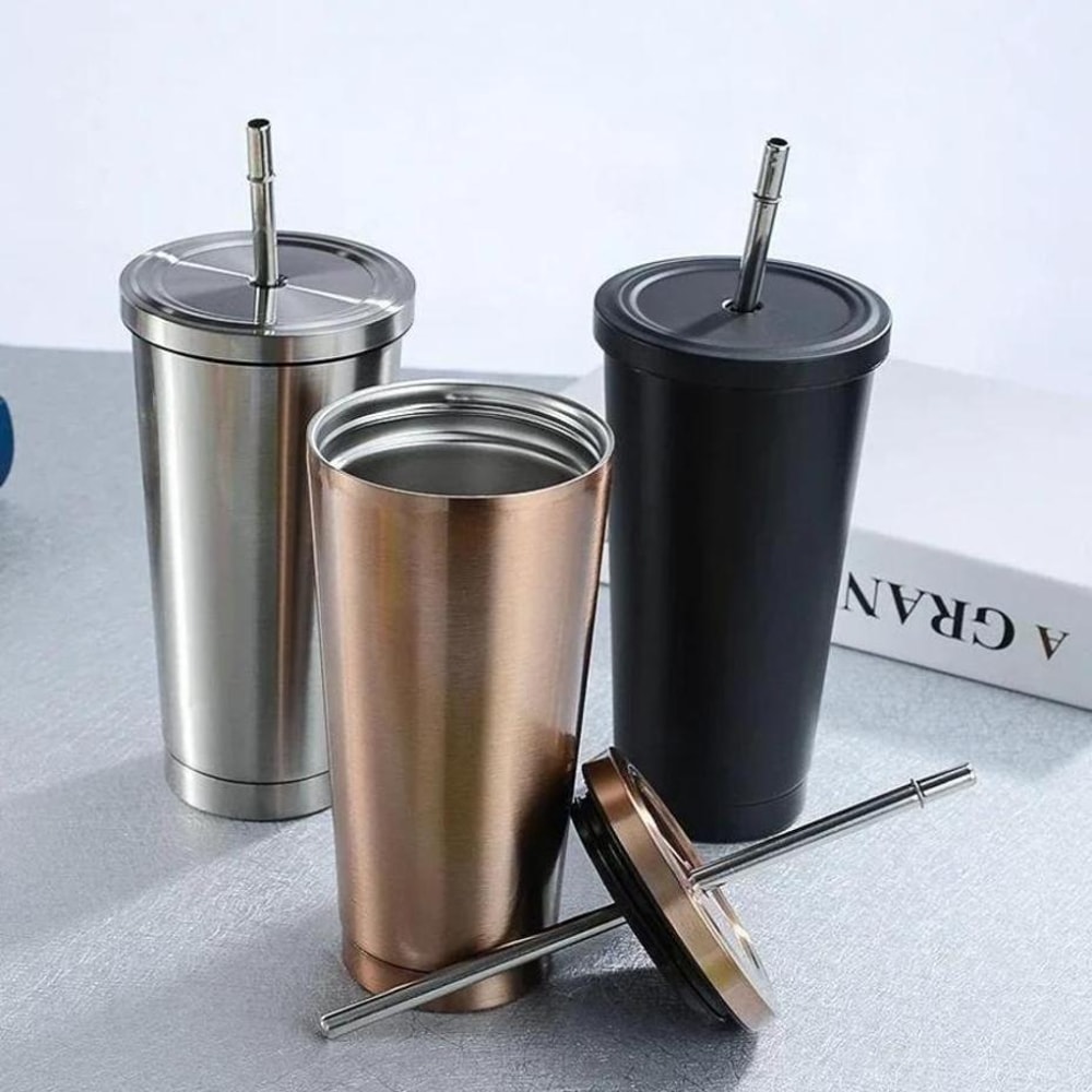Premium Large Insulated Stainless Steel Cup With Straw Portable Travel Coffee Tumbler 1