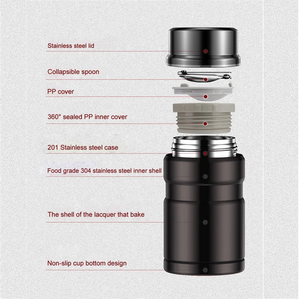 Insulated Stainless Steel Lunch Thermos Jar Large Capacity Food Flask With Spoon Hot Cold Food Stor 1