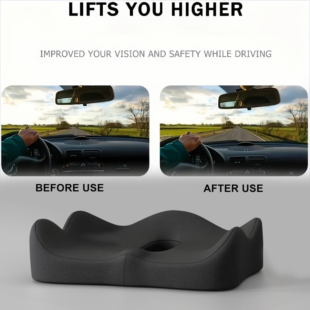 Ergonomic Memory Foam Car Seat Cushion and Lumbar Support Pillow for Back Pain Relief