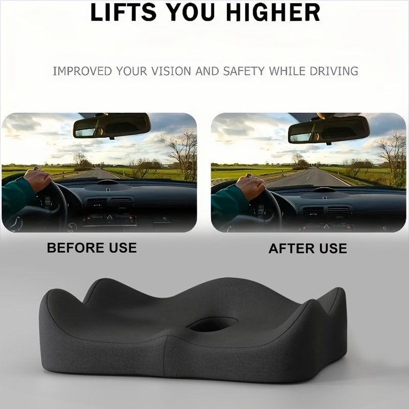 Ergonomic Memory Foam Car Seat Cushion and Lumbar Support Pillow for Back Pain Relief