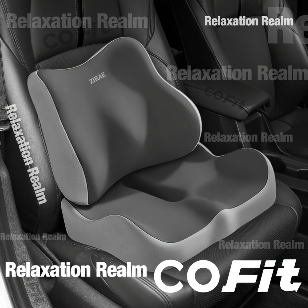 Ergonomic Memory Foam Car Seat Cushion and Lumbar Support Pillow for Back Pain Relief
