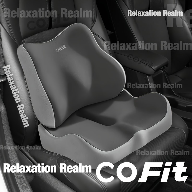 Ergonomic Memory Foam Car Seat Cushion and Lumbar Support Pillow for Back Pain Relief