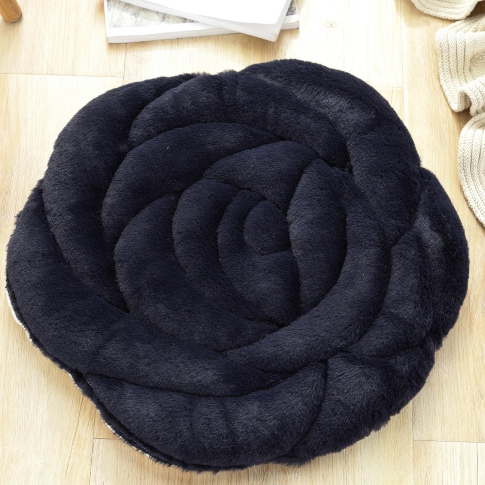 Plush Rose Flower Chair Pad Thickened Anti Slip Seat Cushion 4