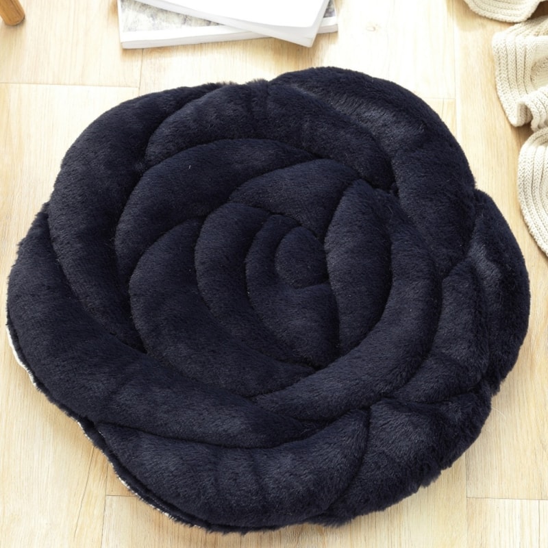 Plush Rose Flower Chair Pad Thickened Anti Slip Seat Cushion 4