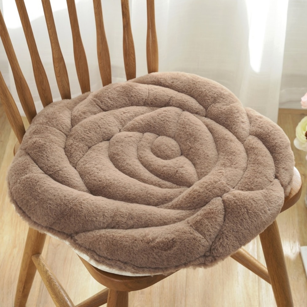 Plush Rose Flower Chair Pad Thickened Anti Slip Seat Cushion 9