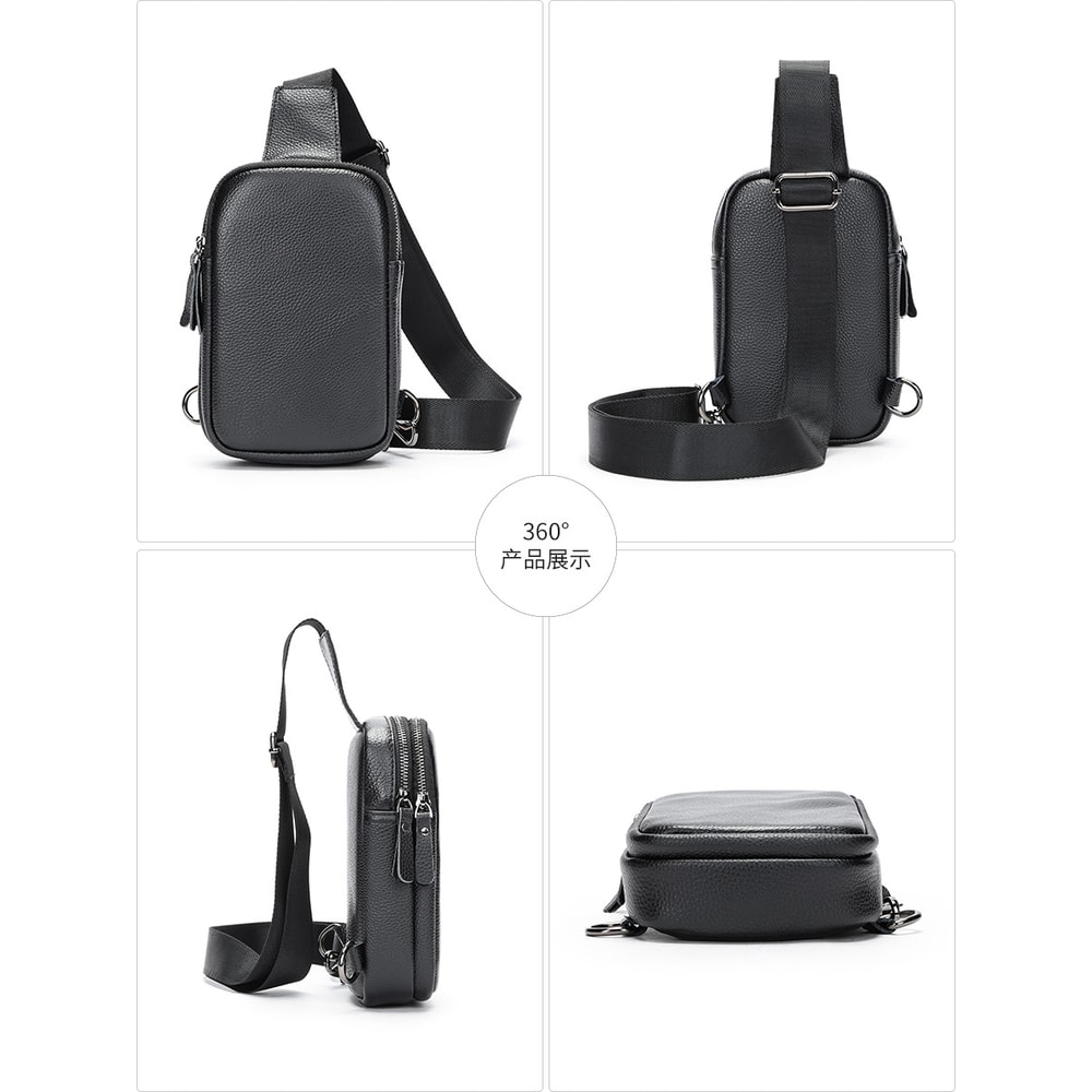 Gemini said Genuine Leather Crossbody Chest Bag Large Capacity Mens Sling Shoulder Pack
