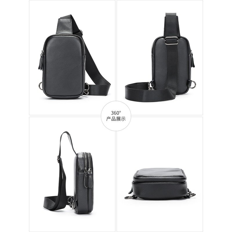 Gemini said Genuine Leather Crossbody Chest Bag Large Capacity Mens Sling Shoulder Pack