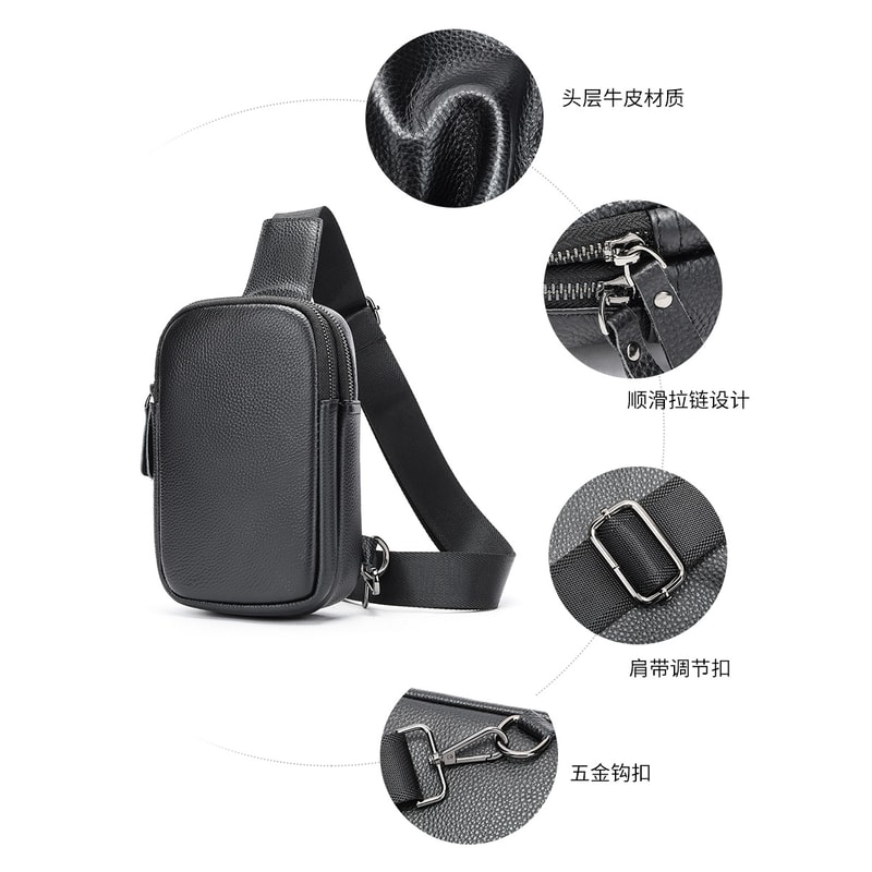 Gemini said Genuine Leather Crossbody Chest Bag Large Capacity Mens Sling Shoulder Pack