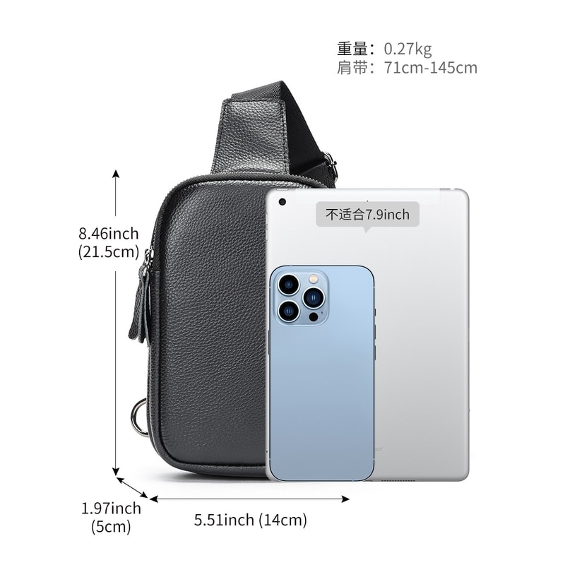 Gemini said Genuine Leather Crossbody Chest Bag Large Capacity Mens Sling Shoulder Pack