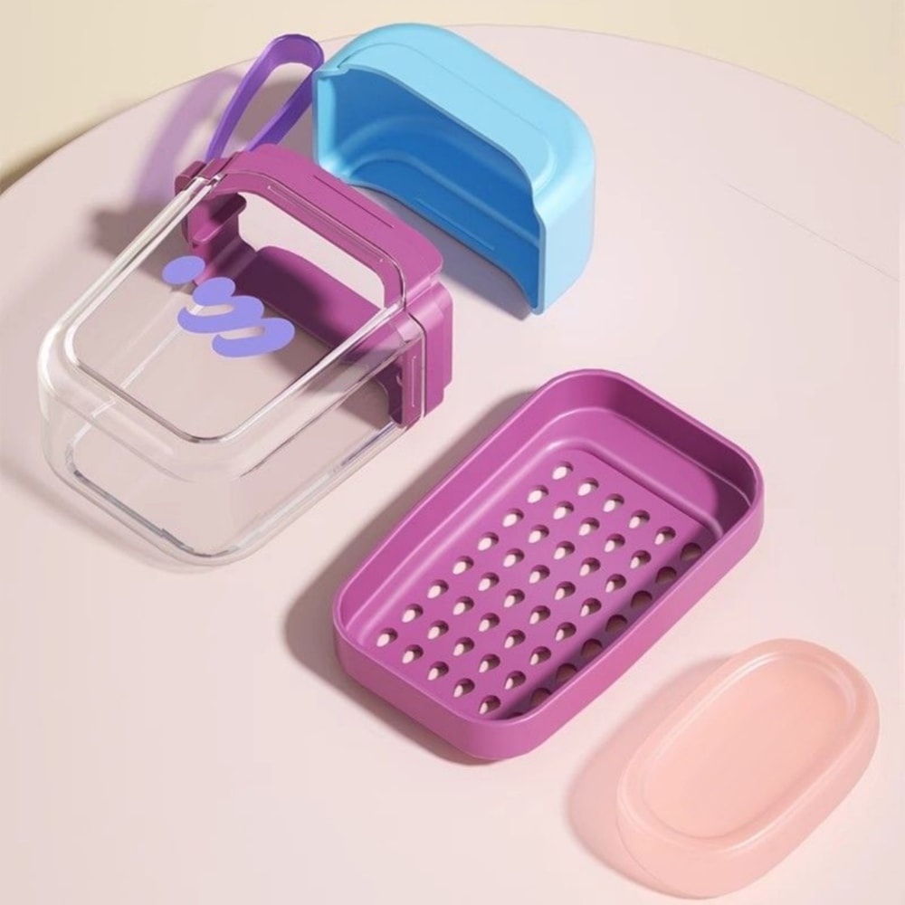 Leakproof Travel Soap Case with Drainage Tray and Airtight Lid