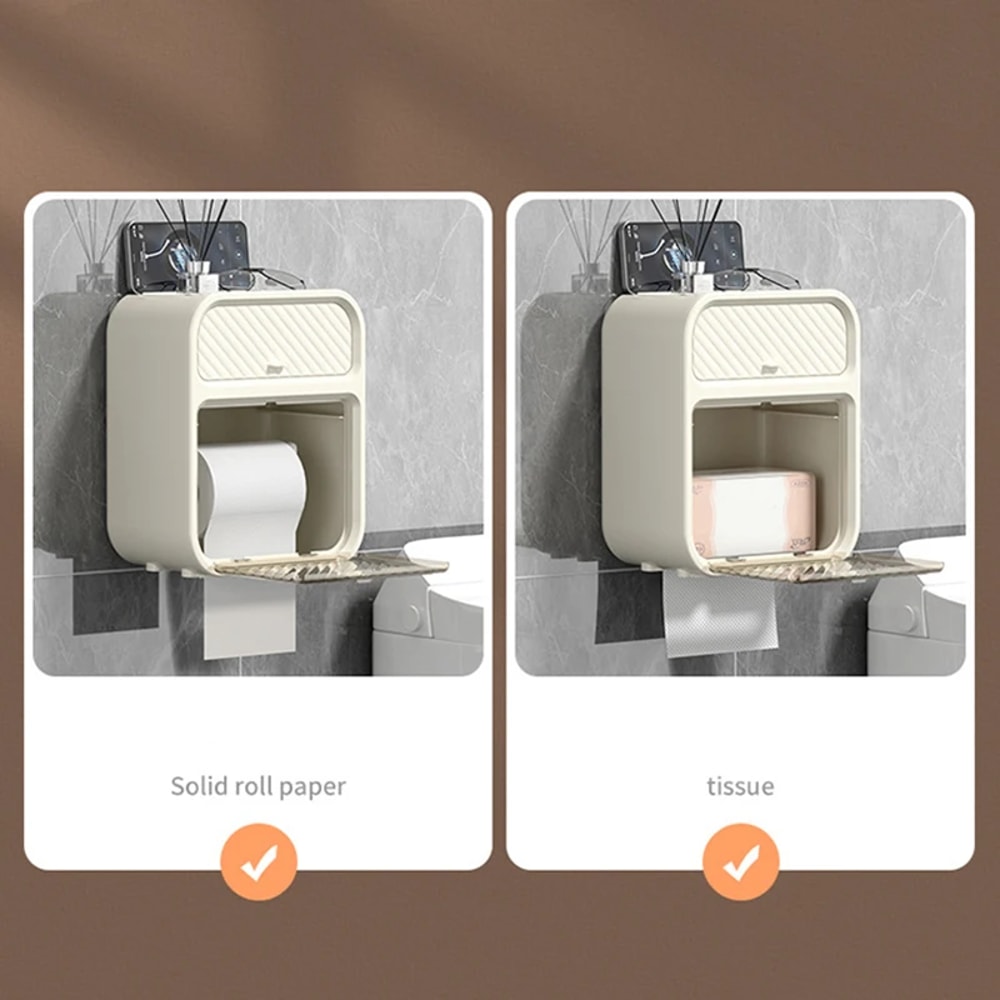 Gemini said Waterproof Wall Mounted Toilet Paper Holder with Drawer Double Layer Bathroom Storage Organizer