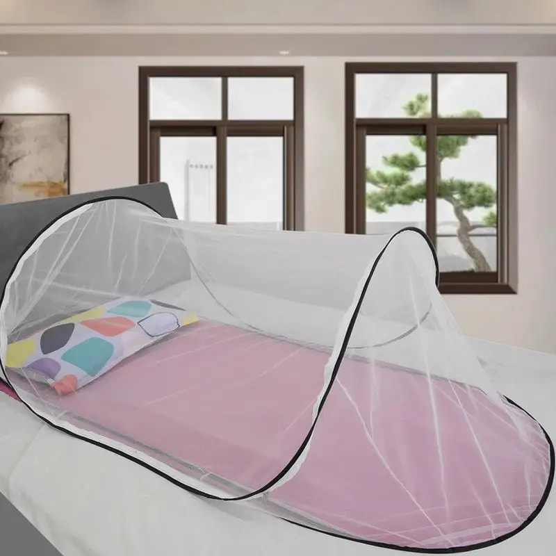 Portable Pop Up Mosquito Net Tent Foldable Full Bottom Bed Canopy for Camping & Home
