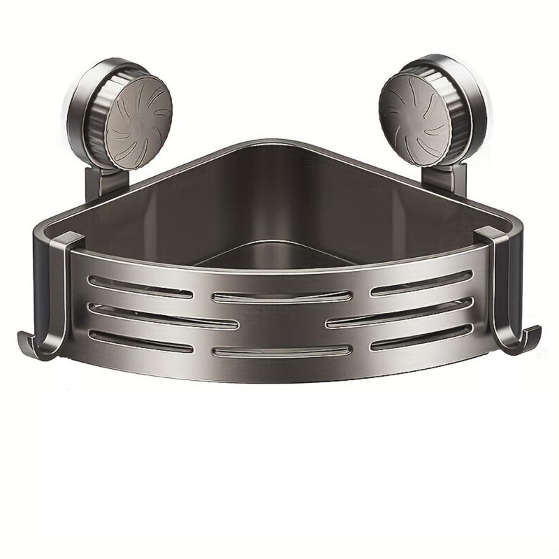 Suction Cup Corner Shelf & No Drill Shower Caddy Space-Saving Storage Rack with Hooks for Bathroom & Kitchen