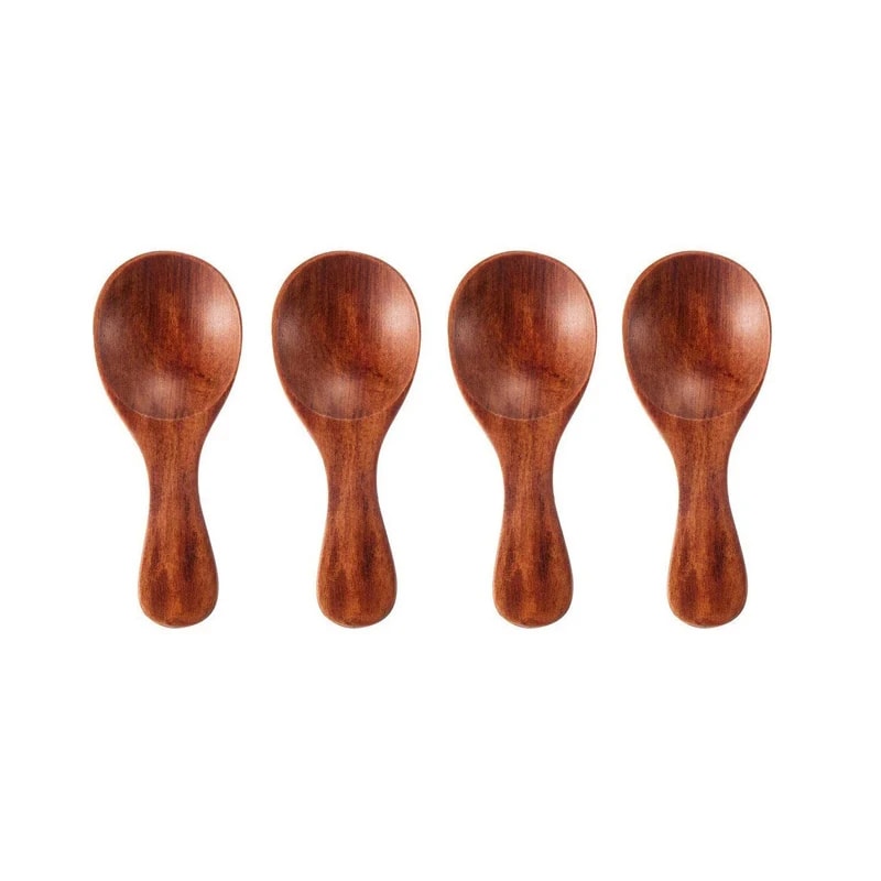 Artisanal Mini Wooden Spoons for Spices Condiments and Honey Natural Short Handle Eco Scoops