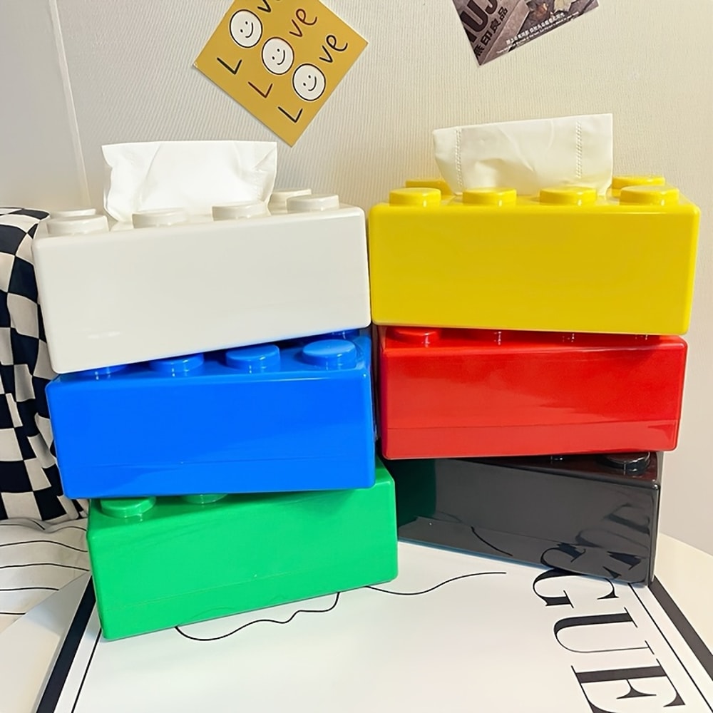 Building Block Shaped Tissue Box Multifunctional Storage Organizer For Napkins Household Essential 1