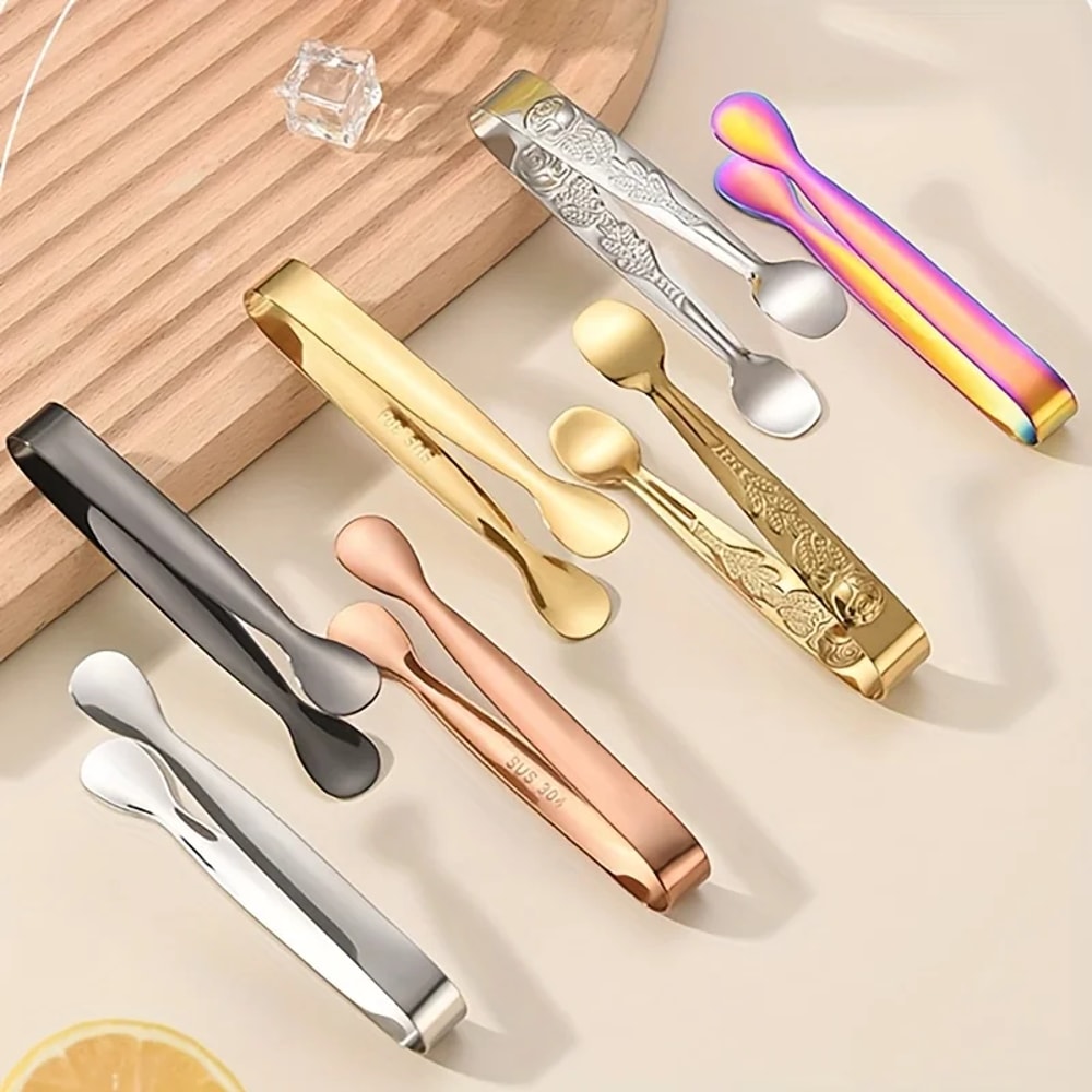 Stainless Steel Ice Tongs Burr Free Food Tongs For Sugar Cubes Towels 0