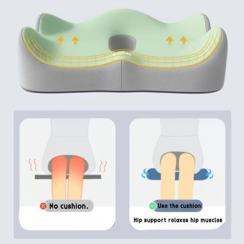 Memory Foam Seat Cushion With Ergonomic Support Light Green Grey Washable Polyester For Car Offic 2