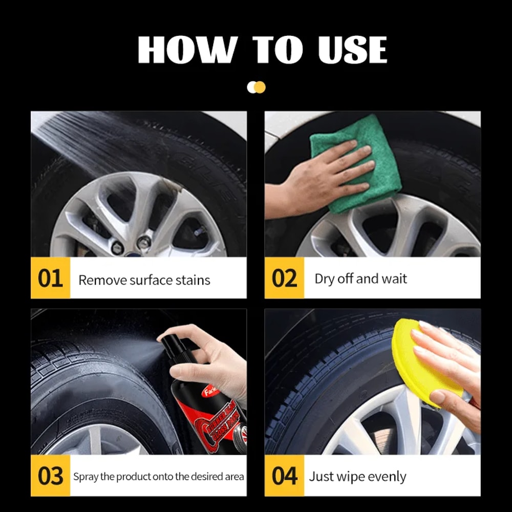 Car Tire Polish & Plastic Part Enhancer Durable Maintenance Coating for Tire Luster & Interior Refurbishment