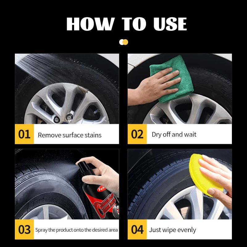 Car Tire Polish & Plastic Part Enhancer Durable Maintenance Coating for Tire Luster & Interior Refurbishment