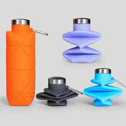 collapsible silicone water bottle leakproof reusable and foldable travel bottle for gym hiking and camping