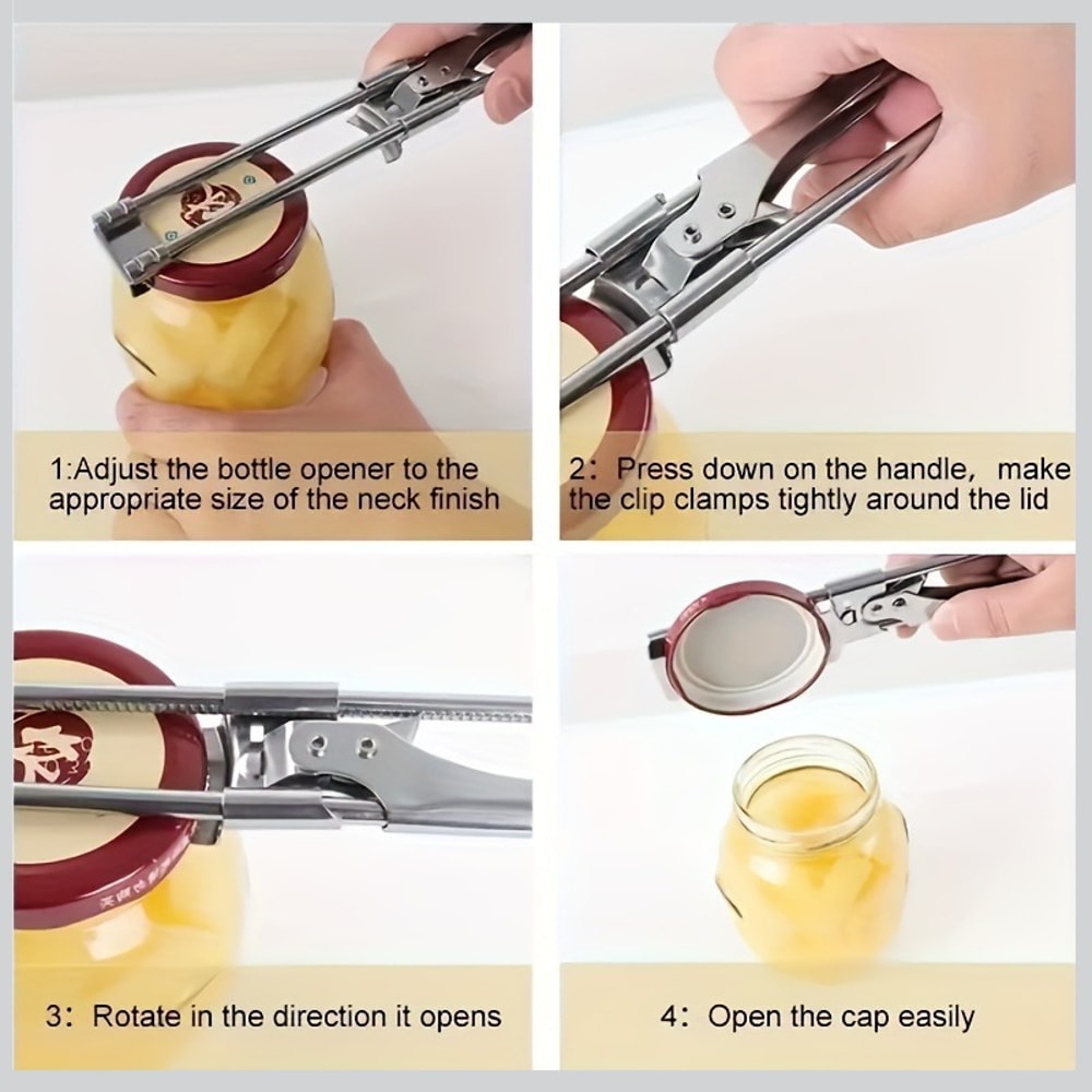 Ergonomic Adjustable Stainless Steel Bottle Opener Easy Grip Can Opener For Effortless Opening 4