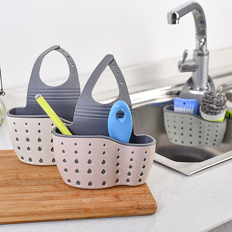 Kitchen Sink Holder Adjustable Drain Basket Soap Sponge Shelf Organizer For Bathroom Faucet 1