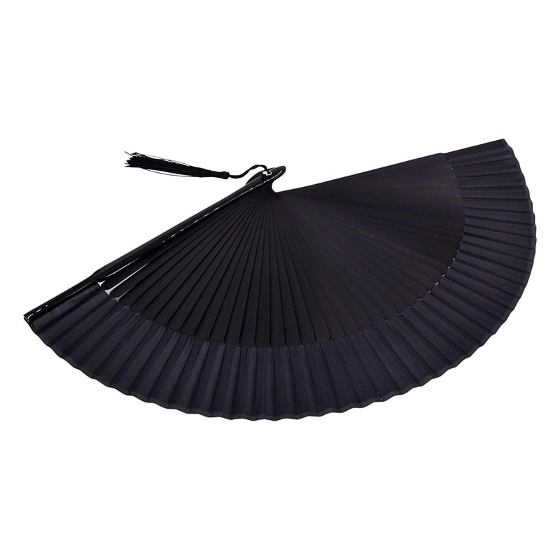 Vintage Black Bamboo Folding Fan Handmade Retro Design For Elegance Cool Comfort 1