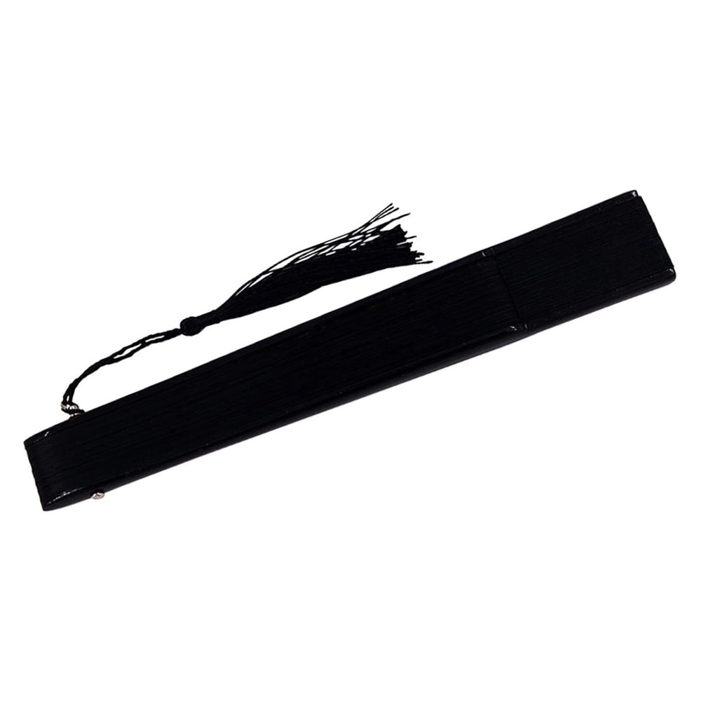 Vintage Black Bamboo Folding Fan Handmade Retro Design For Elegance Cool Comfort 3