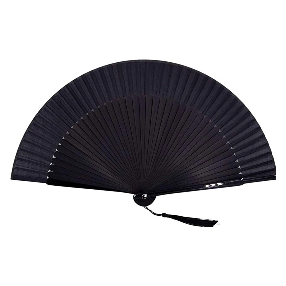 Vintage Black Bamboo Folding Fan Handmade Retro Design For Elegance Cool Comfort 5