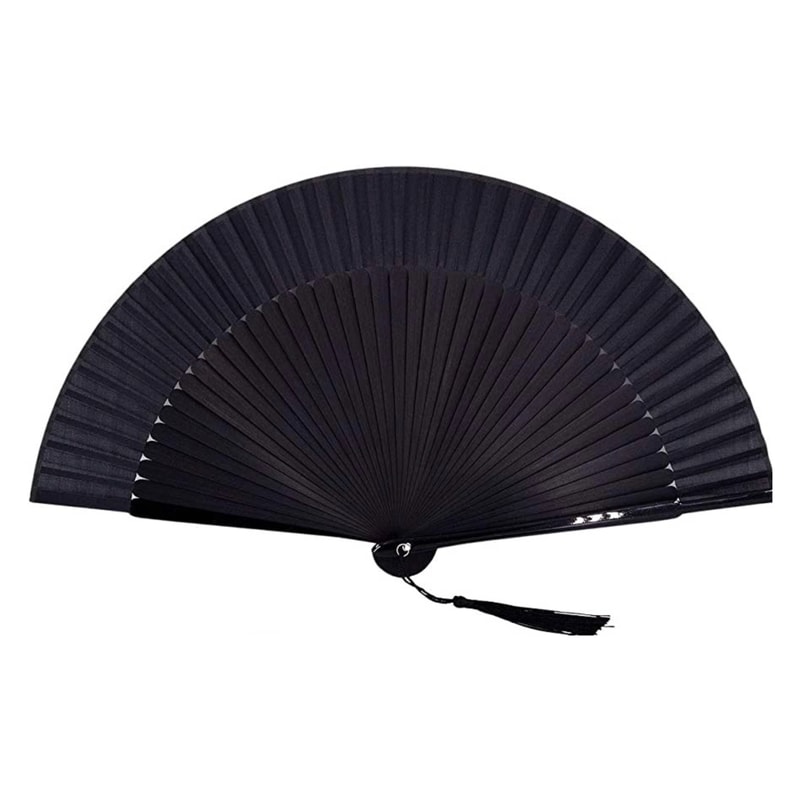 Vintage Black Bamboo Folding Fan Handmade Retro Design For Elegance Cool Comfort 5