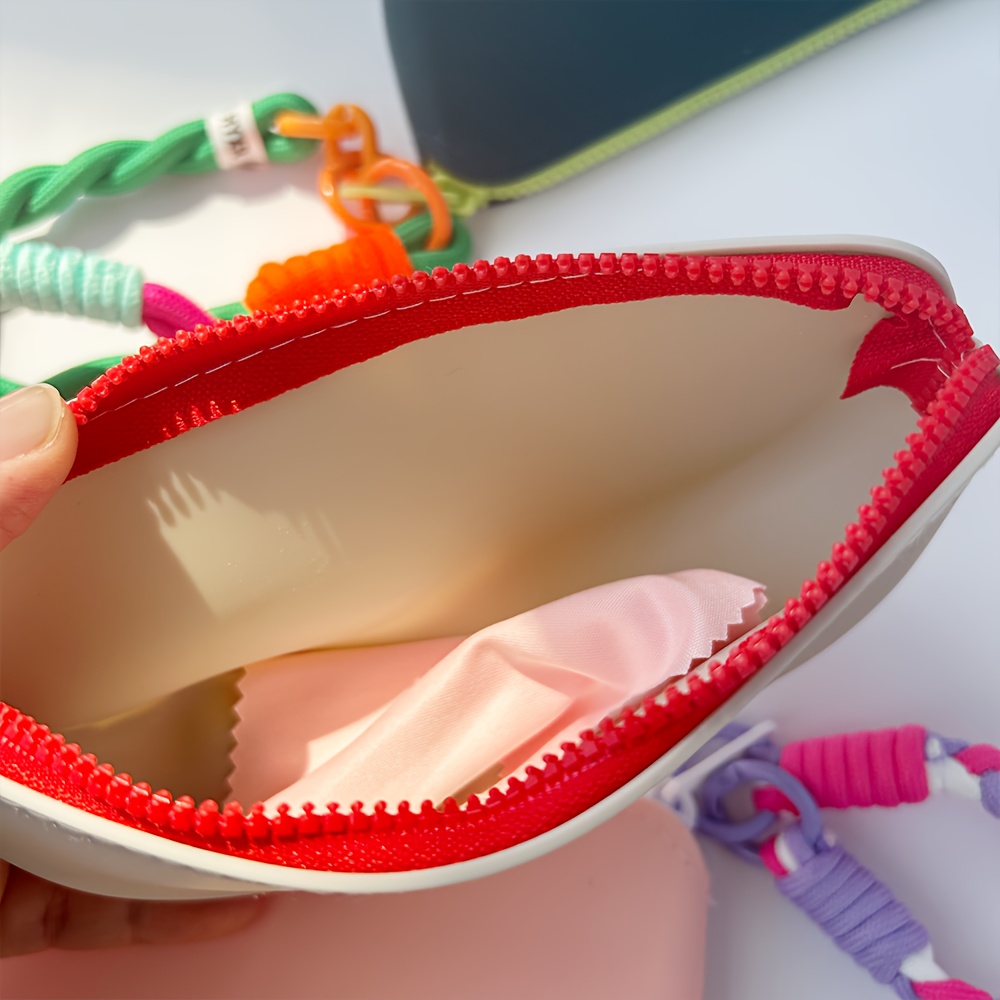 Soft Lightweight Silicone Glasses Case With Lanyard Zipper Portable Storage Pouch For Glasses Ide 2