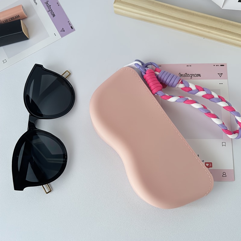 Soft Lightweight Silicone Glasses Case With Lanyard Zipper Portable Storage Pouch For Glasses Ide 5