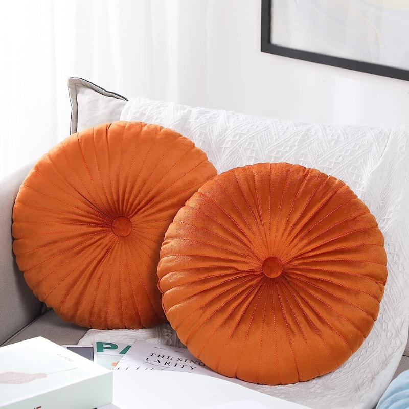 Nordic Candy Color Quilted Pumpkin Pillow Cozy Round Floor Cushion Bay Window Seat Pillow 0