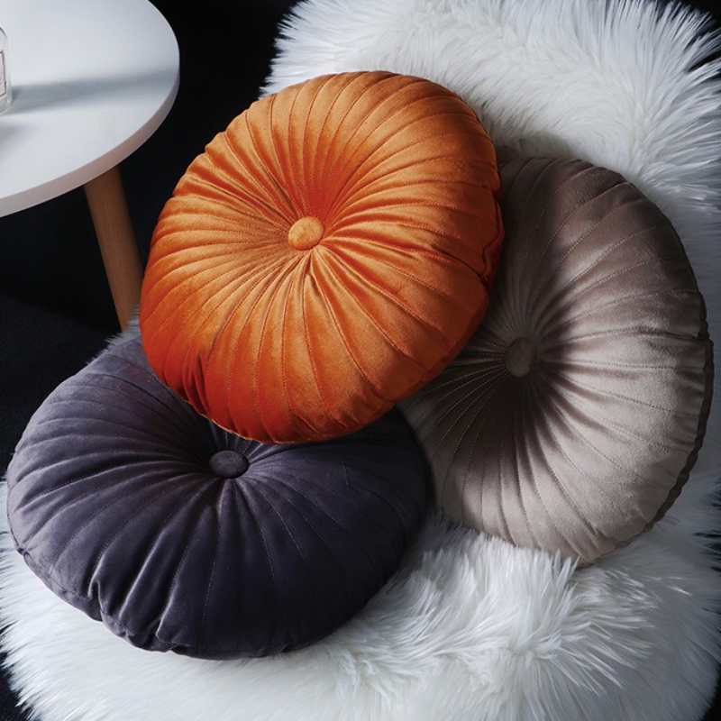 Nordic Candy Color Quilted Pumpkin Pillow Cozy Round Floor Cushion Bay Window Seat Pillow 2