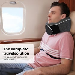 ergonomic travel neck pillow memory foam support for airplane & car portable & compact with storage bag