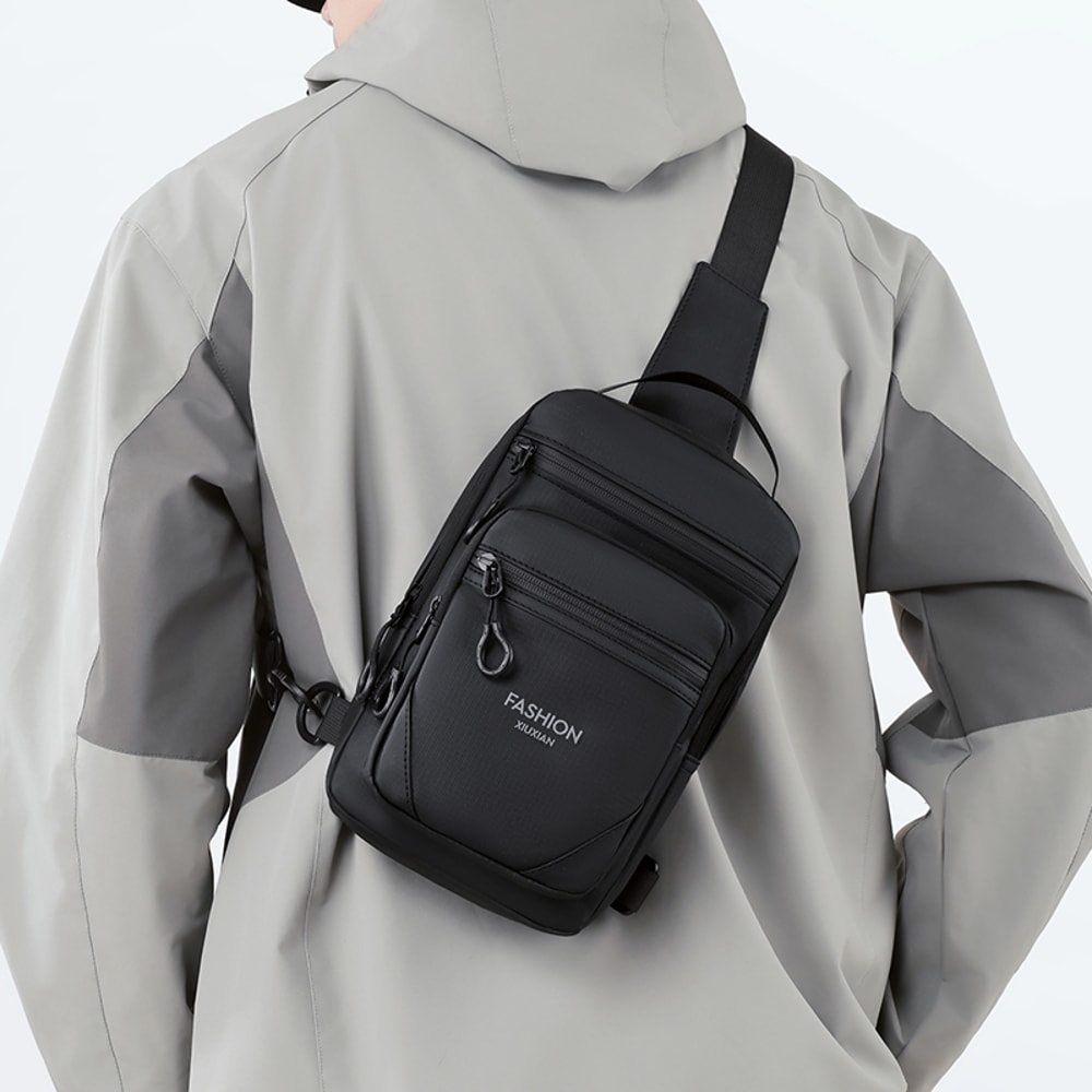 Large Capacity Waterproof Sling Bag for Men Durable Nylon Crossbody Chest Pack for Work & Travel