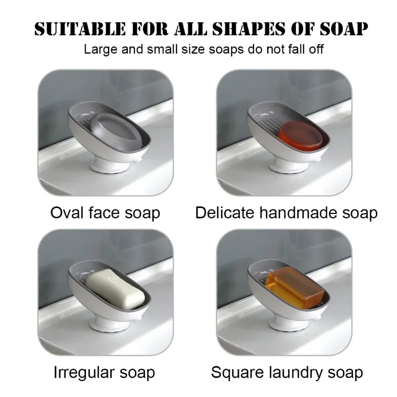 Self Draining Soap Dish With Super Suction Portable Soap Holder For Bathroom 3