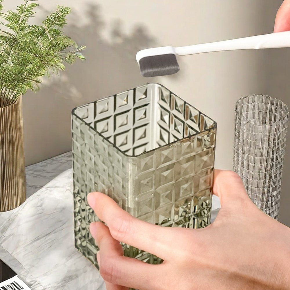 Reusable Toothbrush Holder and Mouthwash Cup Transparent Portable Tumbler for Couples Bathroom Accessories