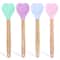 Heart Shaped Silicone Stirring Spoon with Wooden Handle Nonstick Ice Cream Scoop for Baking & Cooking