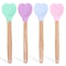 Heart Shaped Silicone Stirring Spoon with Wooden Handle Nonstick Ice Cream Scoop for Baking & Cooking