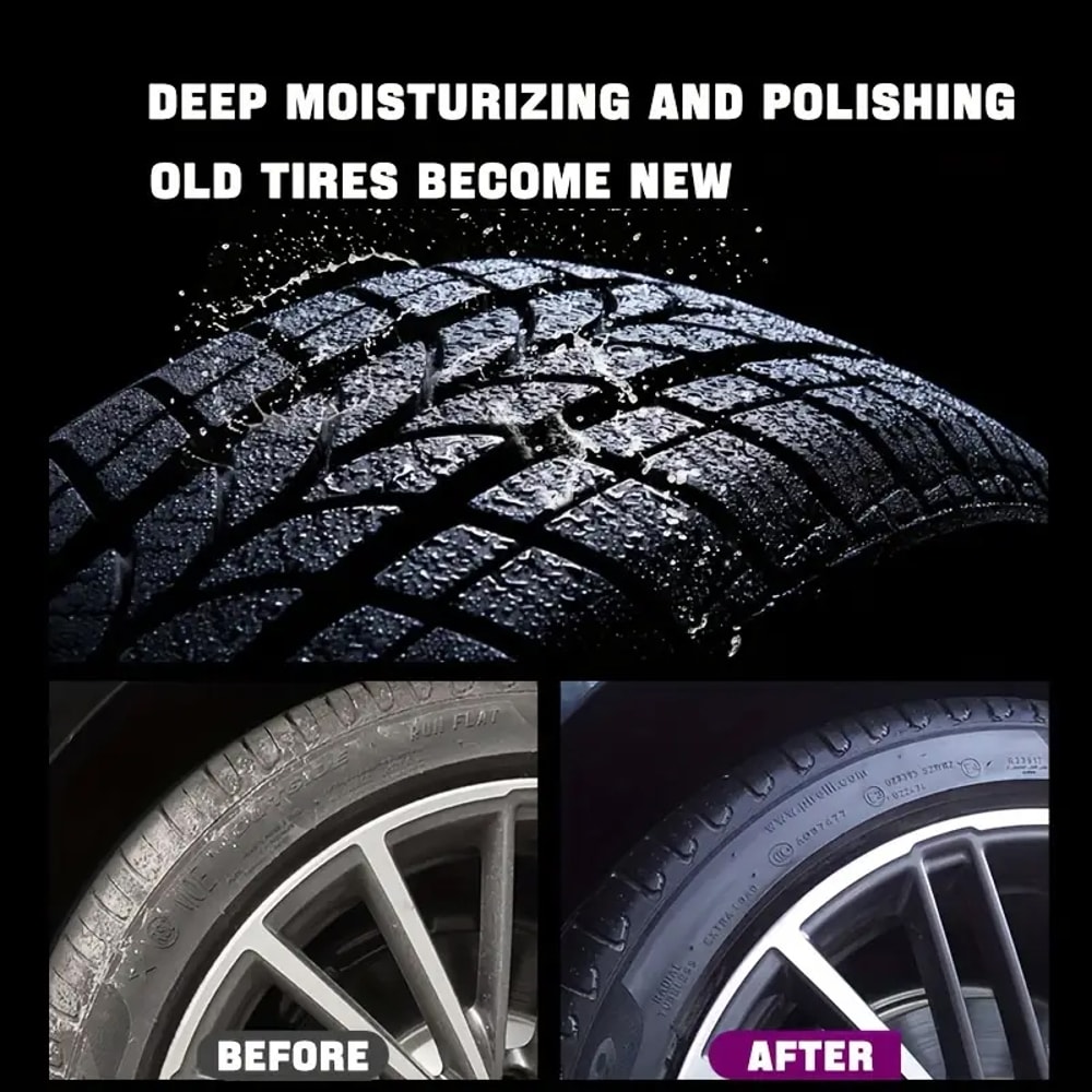 Deep Black Tire Shine Wax Tire Restorer For Gloss And Protection 2