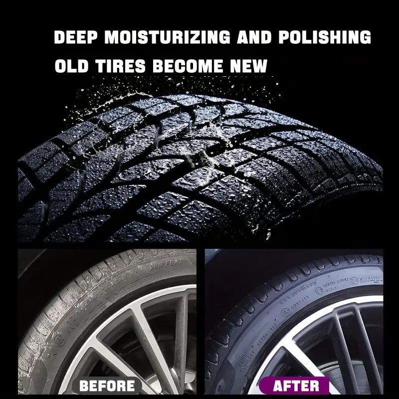 Deep Black Tire Shine Wax Tire Restorer For Gloss And Protection 2