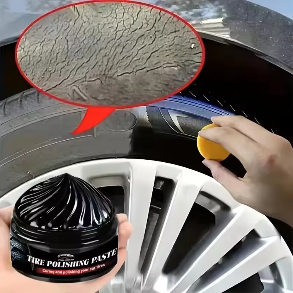 Deep Black Tire Shine Wax Tire Restorer For Gloss And Protection 3