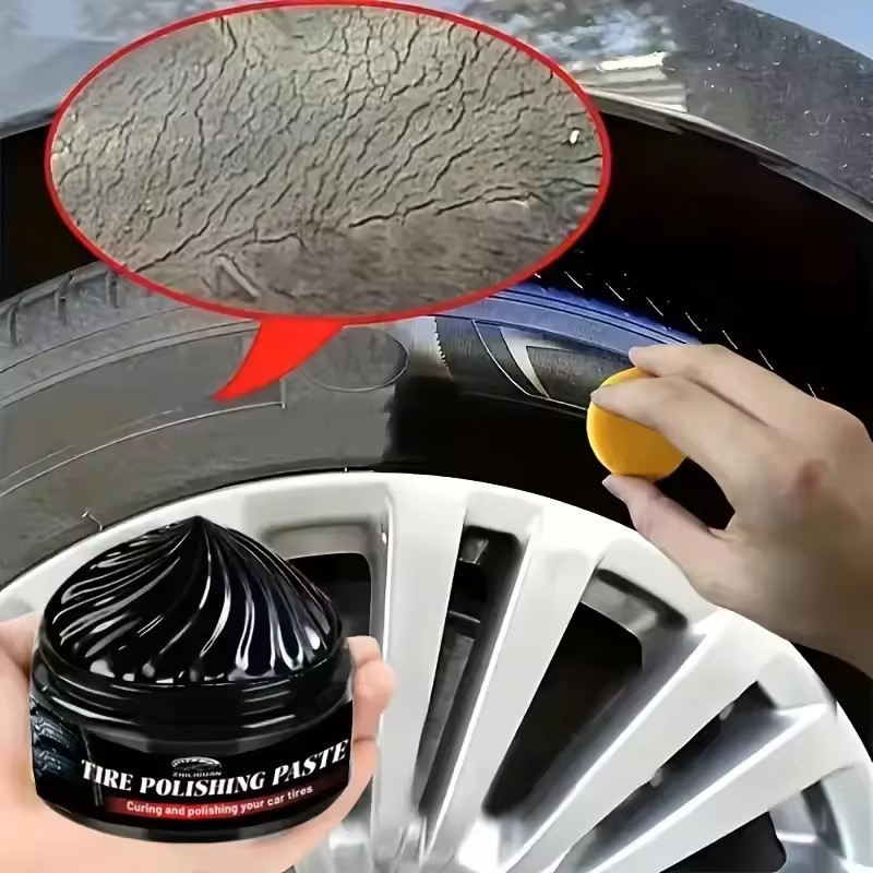 Deep Black Tire Shine Wax Tire Restorer For Gloss And Protection 3